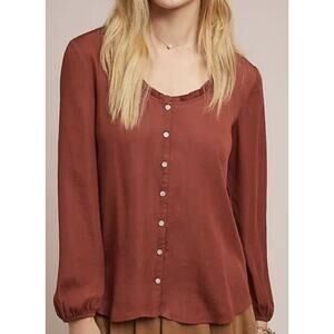 Anthropologie Dolan Left Coast Marilyn Blouse Burnt Orange Women's XS